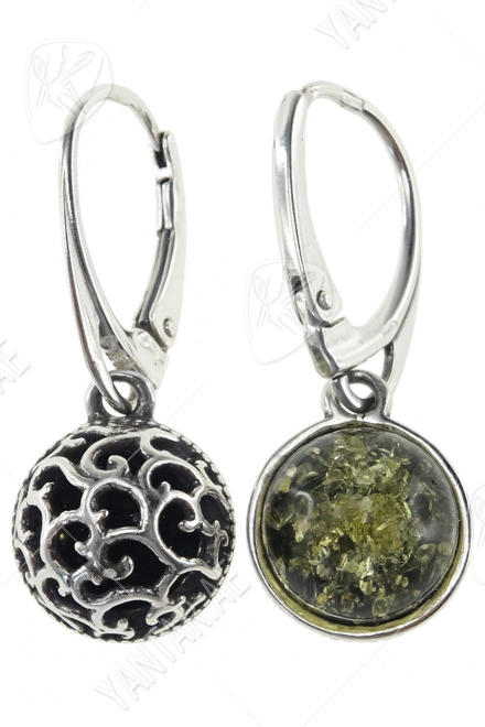 Earrings with amber and silver “Naomi”