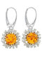 Silver earrings with amber “Dawn”
