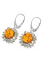 Silver earrings with amber “Dawn”