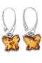 Silver earrings with amber “Butterflies”