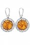Earrings with amber cabochons in an openwork silver frame “Samantha”