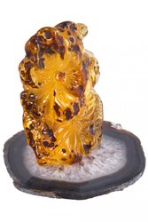 Amber souvenir on an agate stand “Flowers”